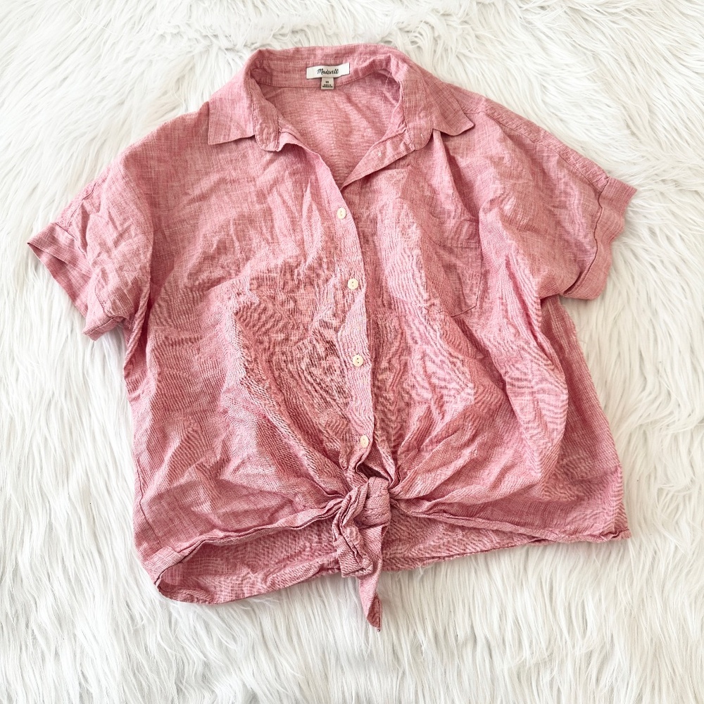 Madewell Red Front Tie Top